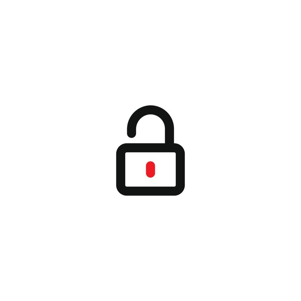 A black and red lock icon on a white background vector