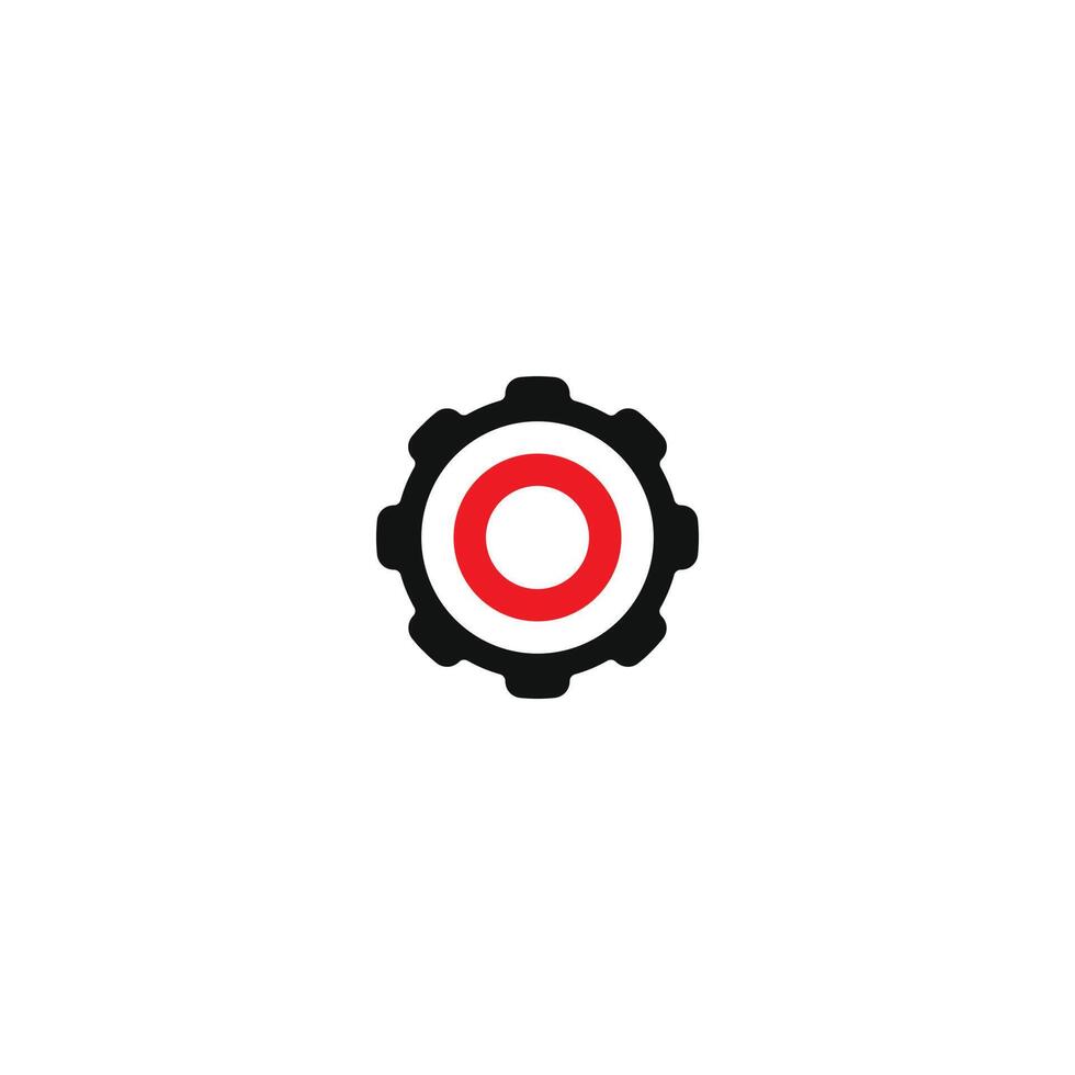 A red and black gear with a circle in the middle vector