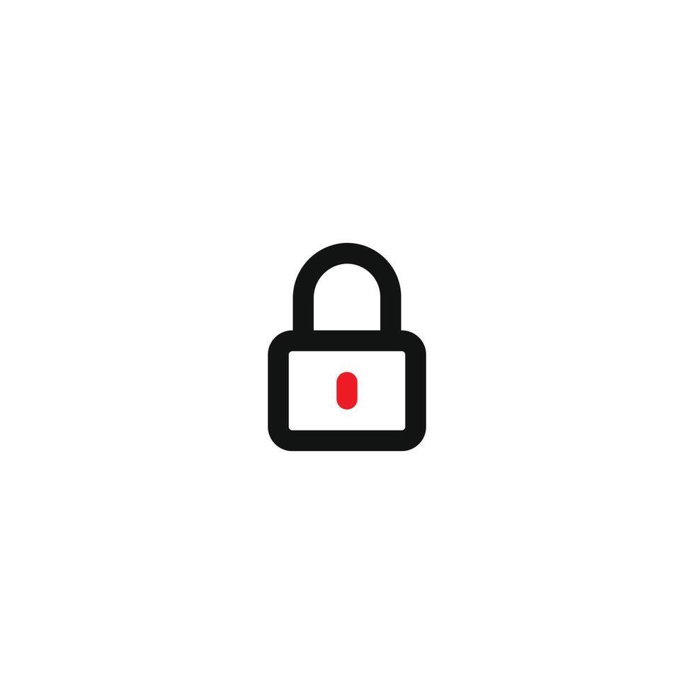A black and red lock icon on a white background vector