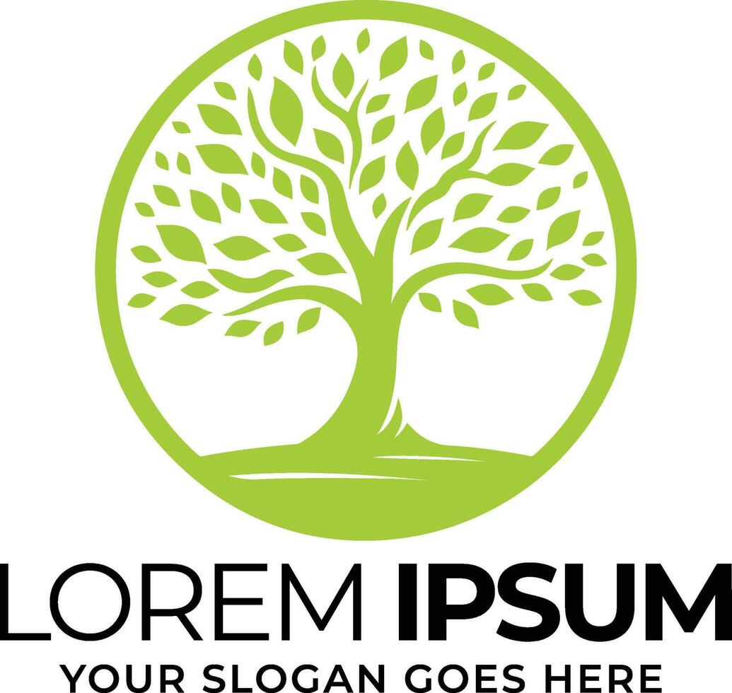 Elegant Tree Logo with Green Leaves Symbol Design vector