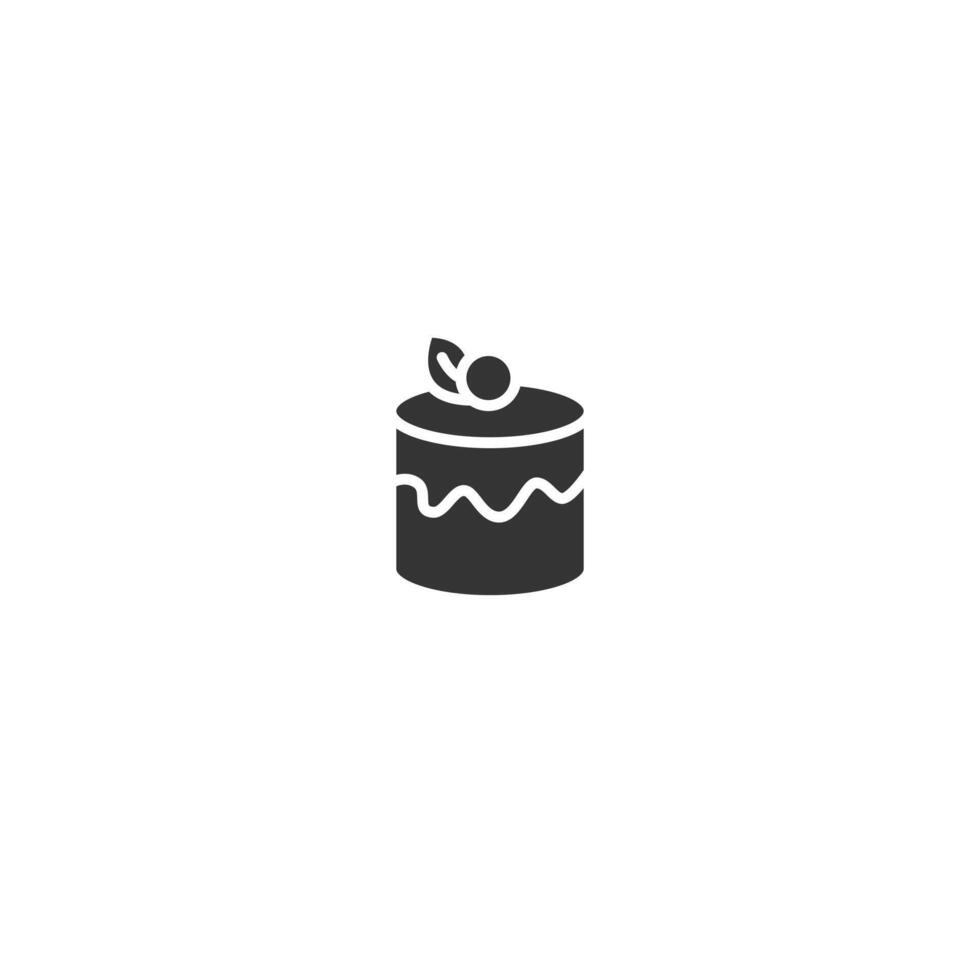 Silhouette Cake Icon with Cherry and Leaf Illustration vector