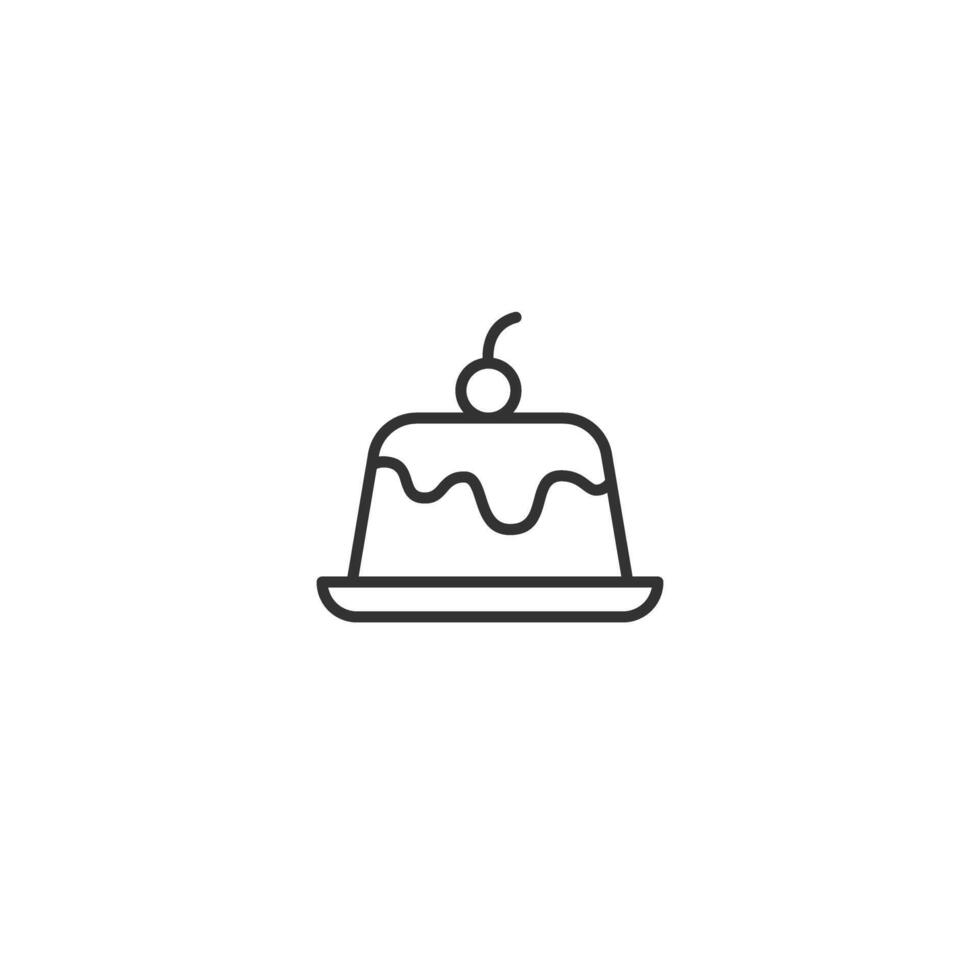 Outline Illustration of a Sweet Dessert Cake with Icing and a Cherry on Top vector