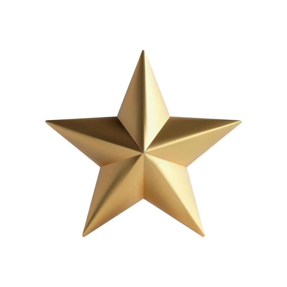 Shiny Gold 3D Star on White Background vector