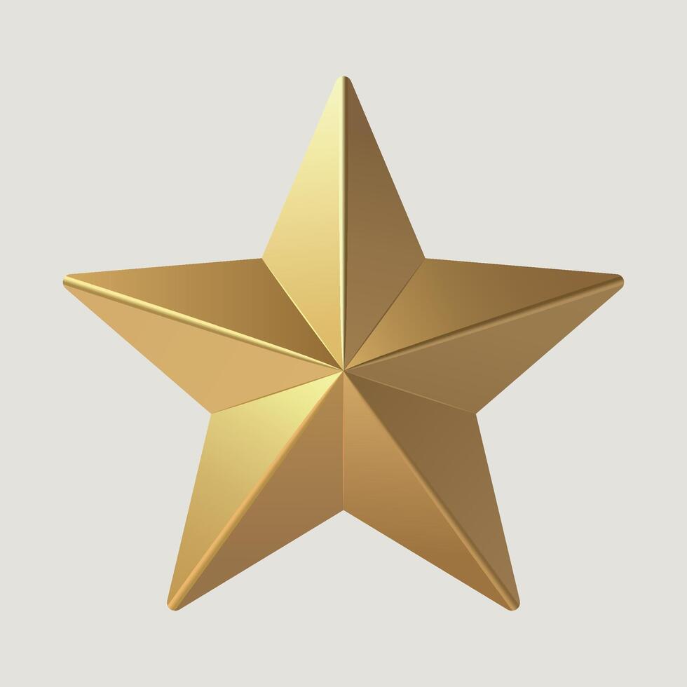 Geometric Gold Star with Shadow vector