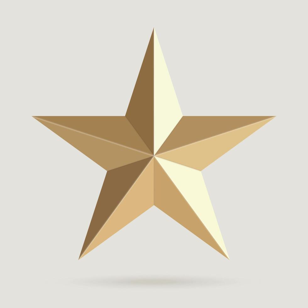 Geometric Gold Star with Subtle Shadow vector
