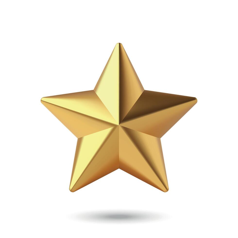 Shiny Gold 3D Star on White vector
