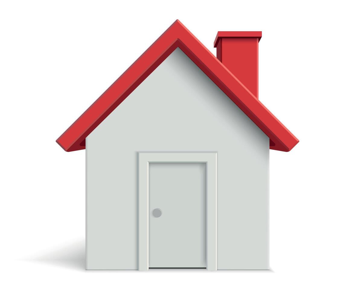 White House Icon with Red Roof and Door vector