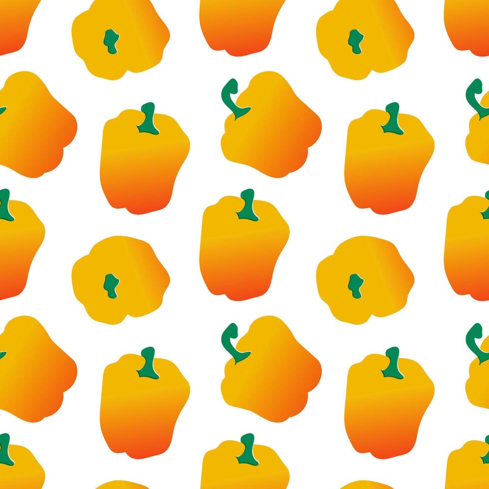 Summer seamless pattern with yellow sweet pepper. Vegetables isolated. Repeating print vector