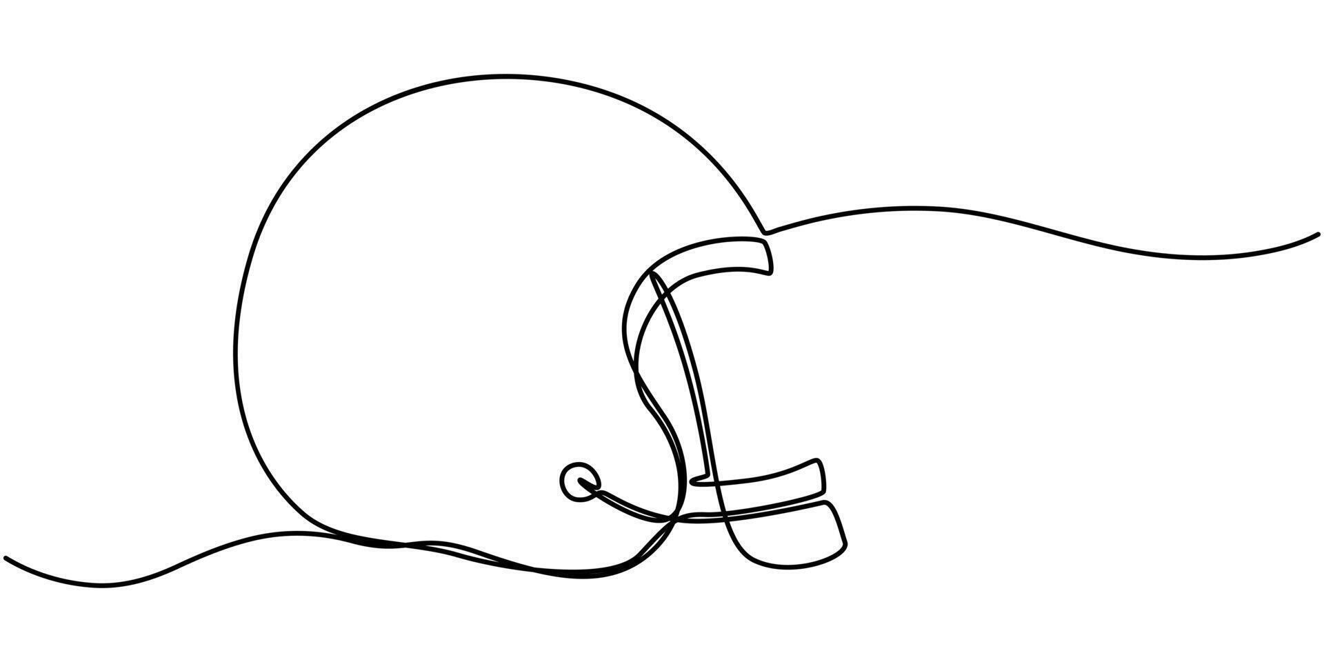 Continuous one line drawing of american football helmet Sport football protection concept vector
