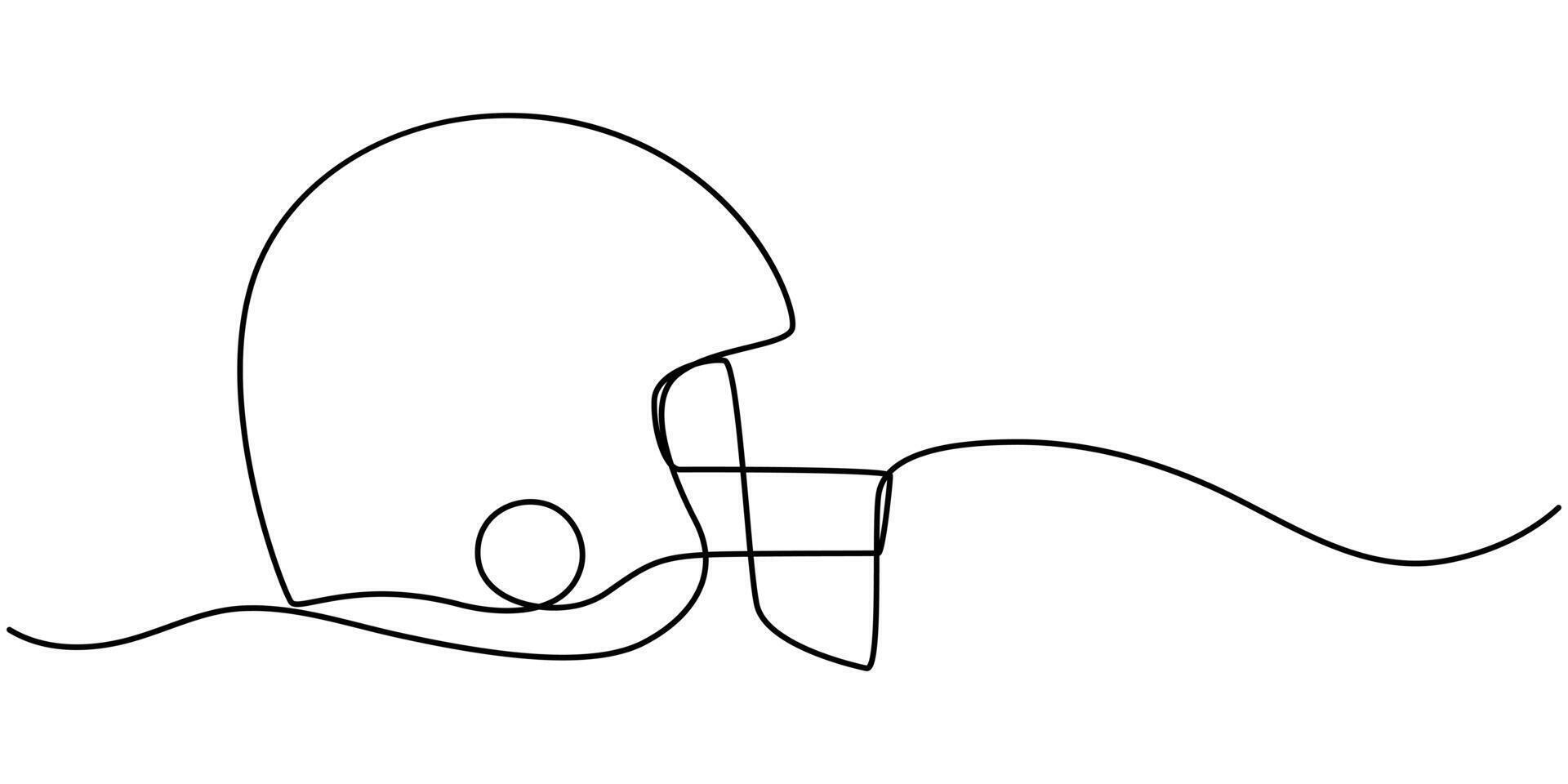 Minimalist Continuous one line drawing of american football helmet Sport vector