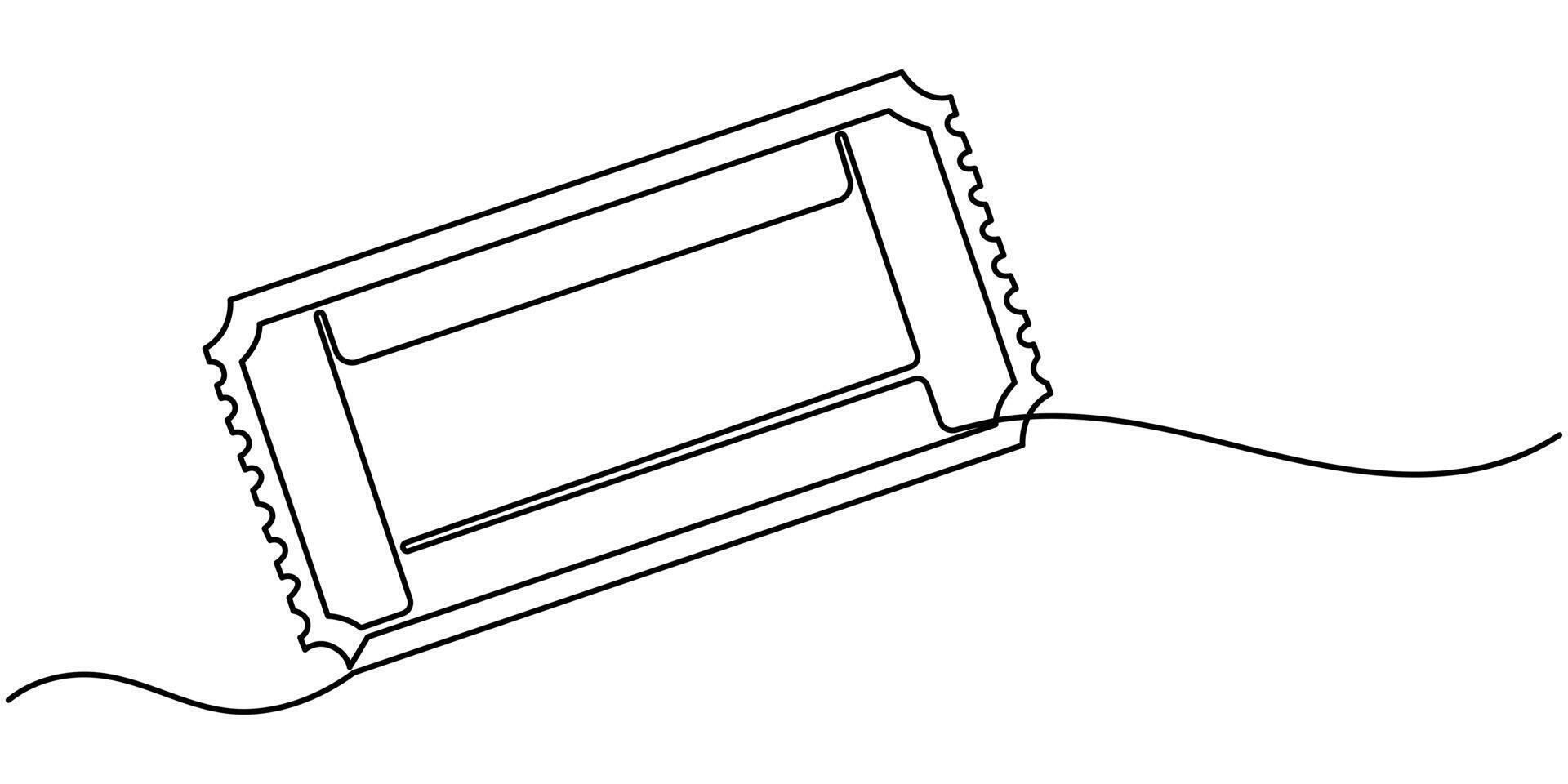 cinema ticket continuous one line drawing vector