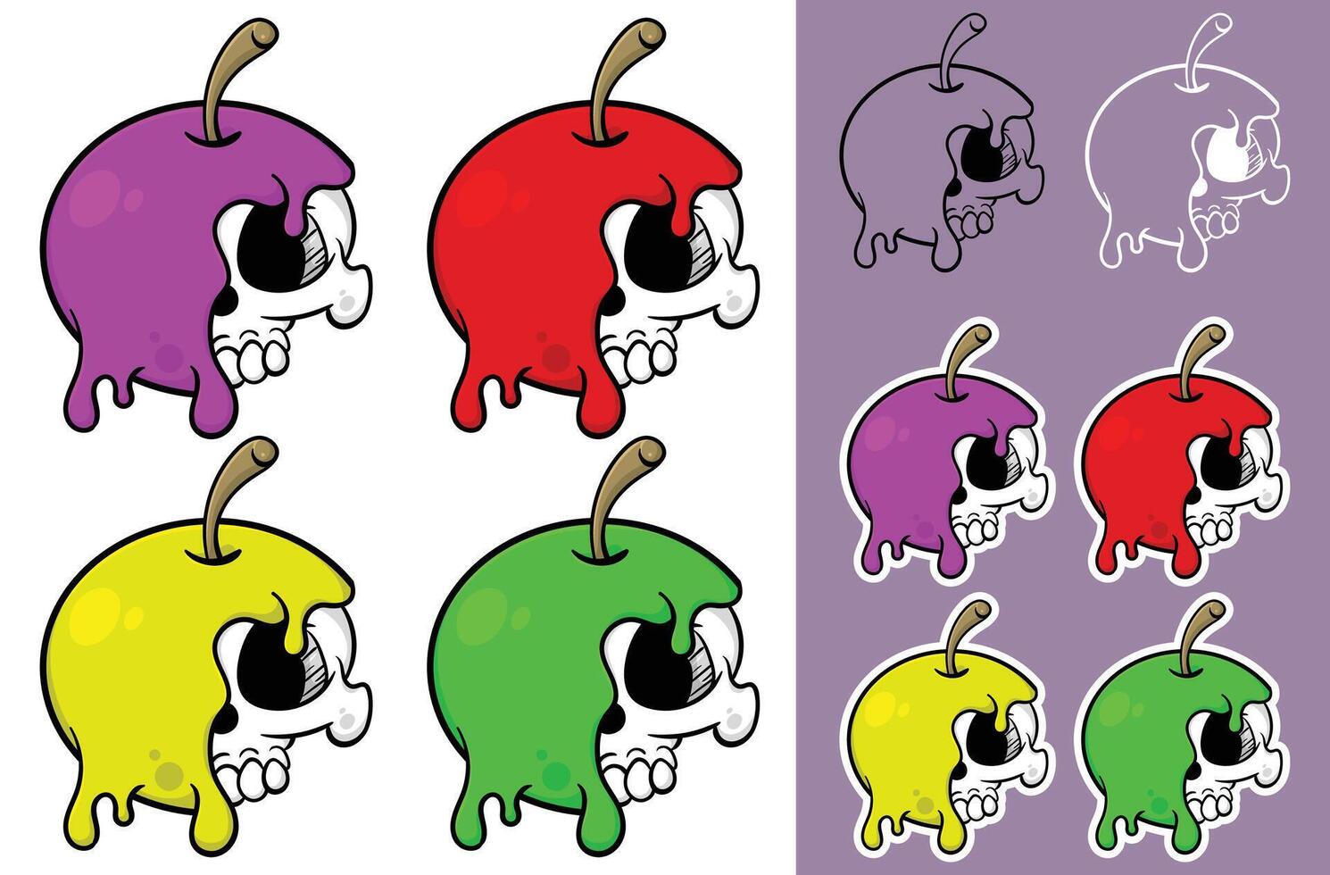 a set of stickers with different colored apples vector