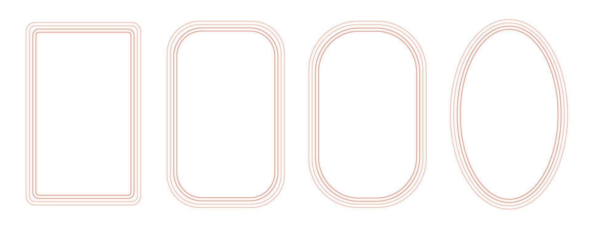 Set of decorative frames with wavy lines and patterns. Trendy vintage fancy frames for wedding invitations, birthday cards, prints. a set of four oval shapes on a white background vector