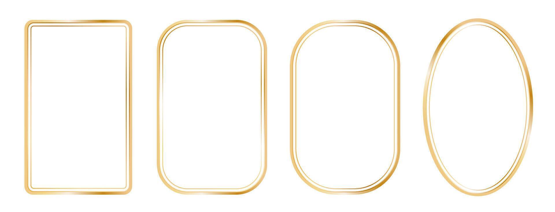 golden rectangle frames set on white background vector