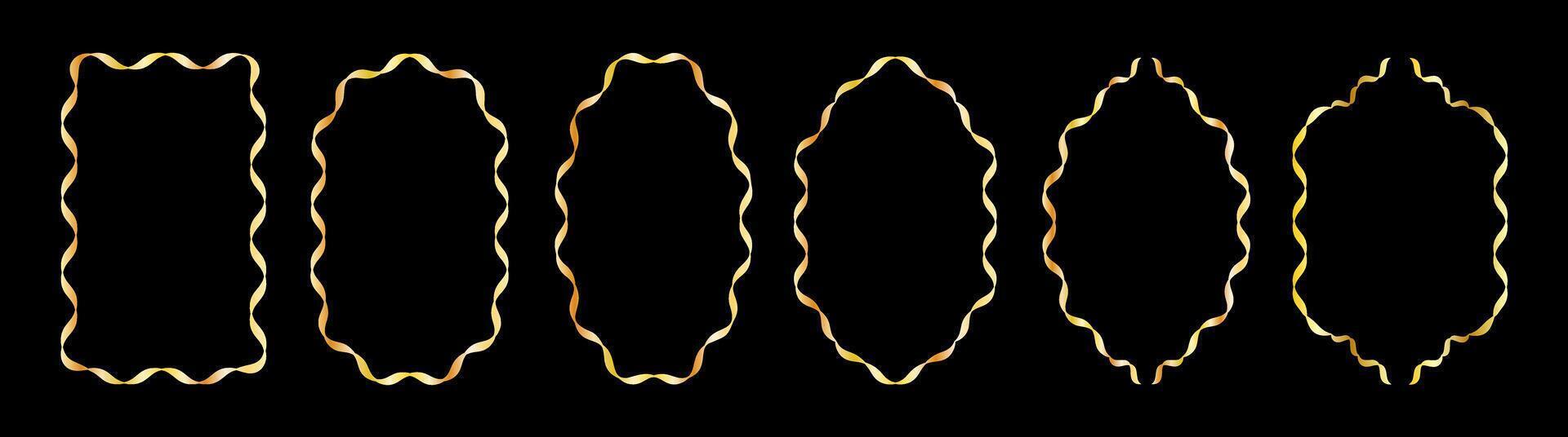 a set of four different gold lines on a black background vector