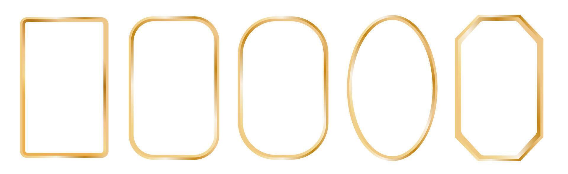 set of gold rectangular frames isolated on white background vector
