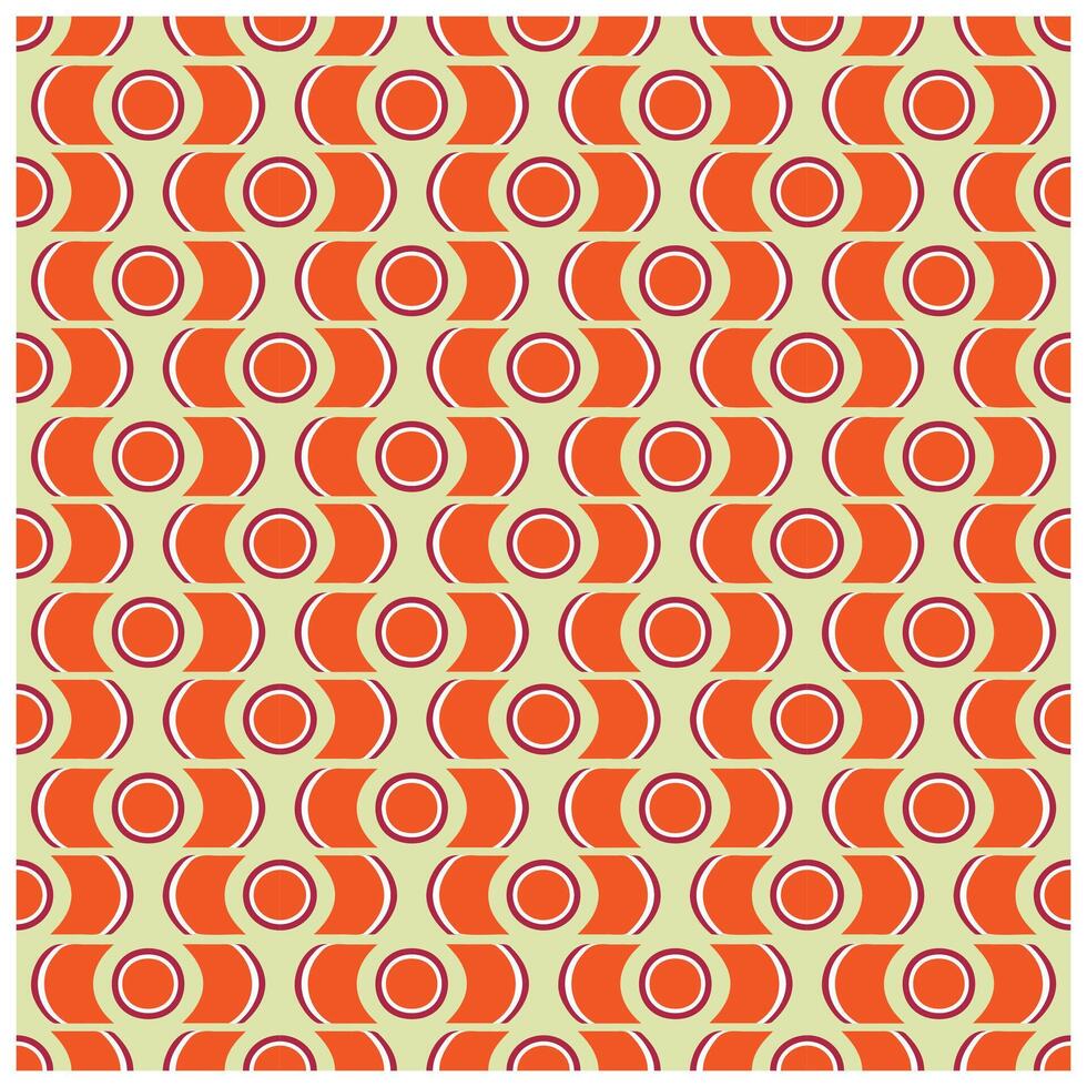 Repeat retro pattern with orange and beige concentric circles on a yellow background. vector