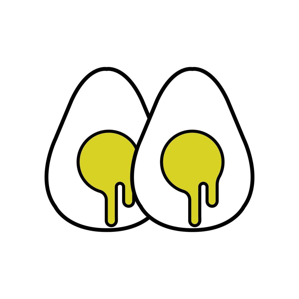Two Fry eggs with bright yellow yolks spilling out. Egg Icon . vector