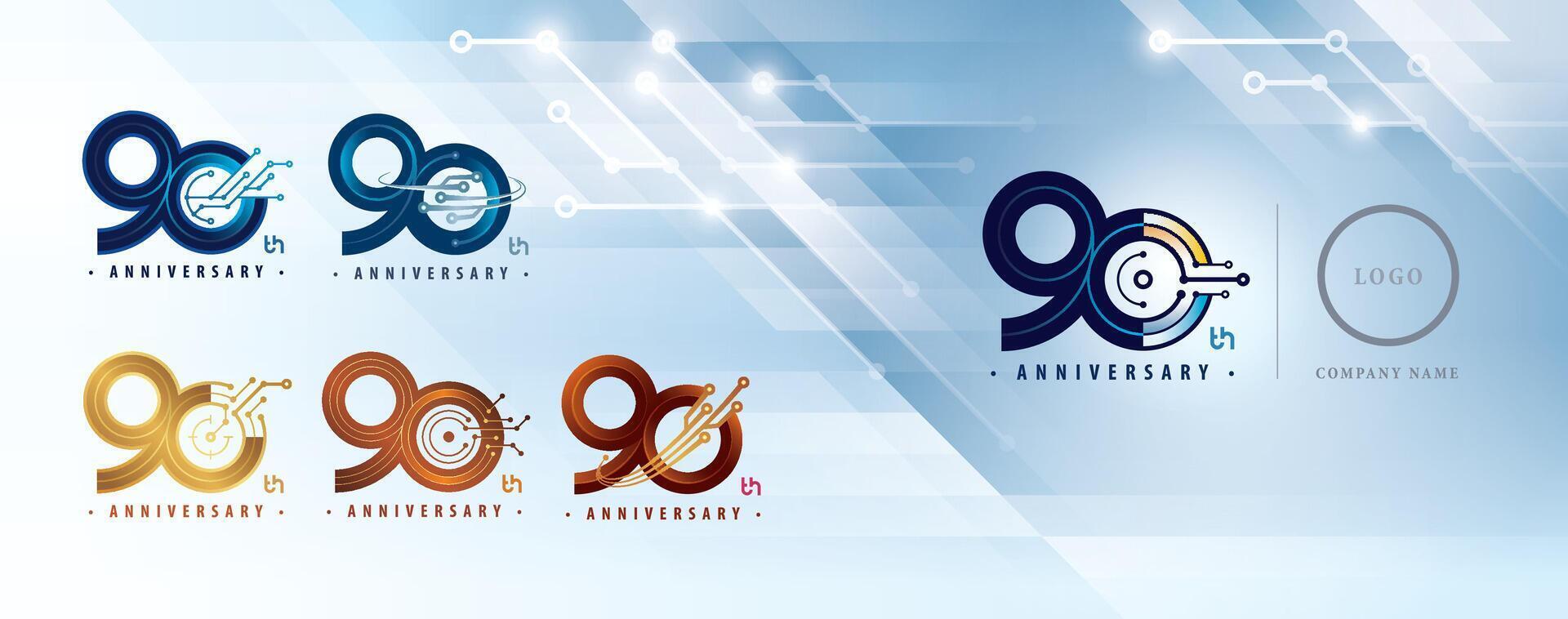 Set of 90th Anniversary logotype design, Ninety years