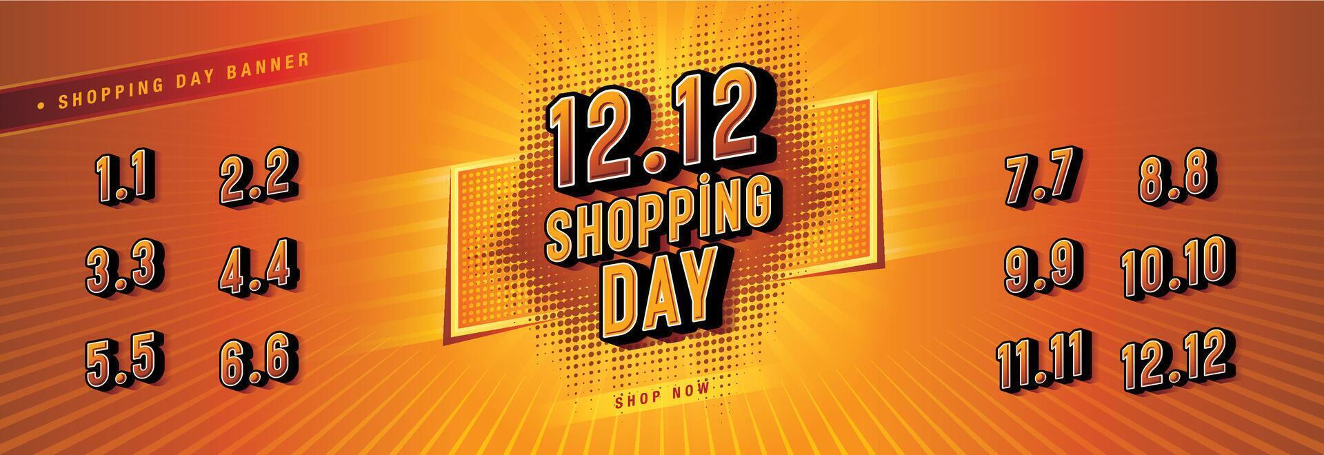 Shopping Day Sale Banner Template Design, Abstract Red Geometric Dots labels Sign, Shopping Day Sale Promotion of every month vector