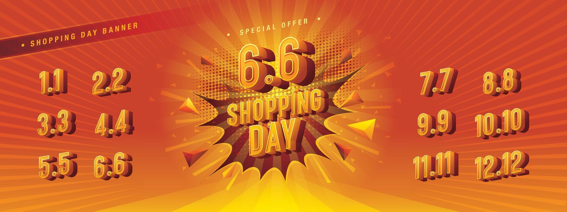 Shopping Day Sale Banner Template Design, Abstract Red Comic Boom labels Sign, Shopping Day Sale Promotion of every month vector