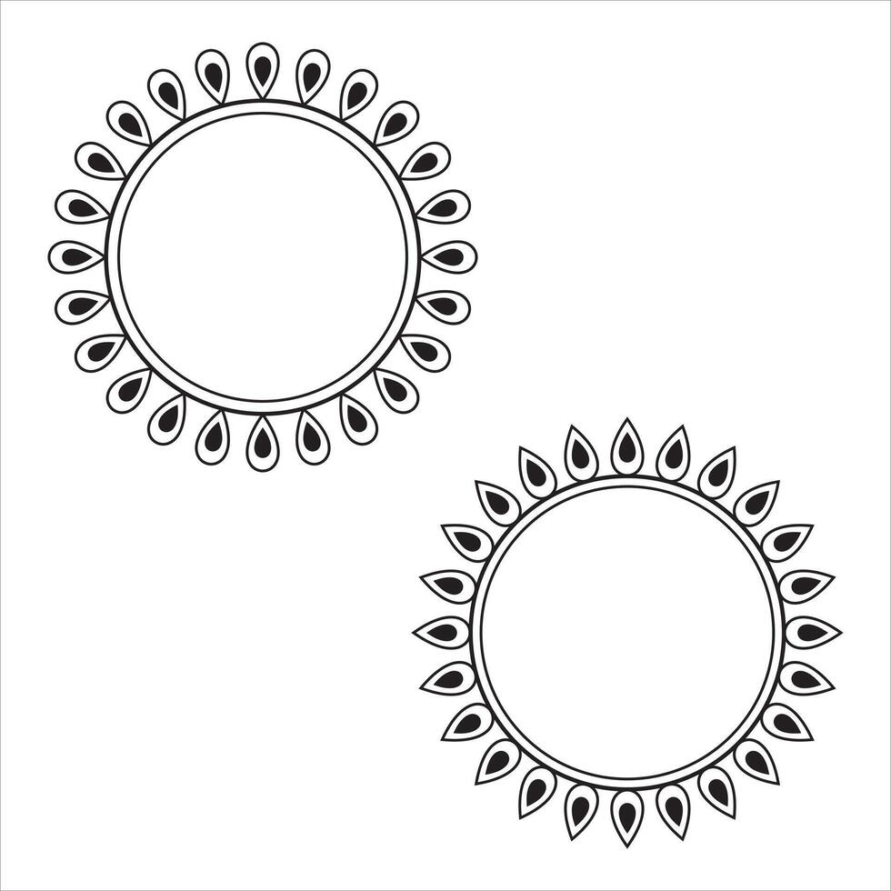 Circle Clipart Border Decorative Element Abstract Symmetric Icon Symbol Silhouette Design On White Background vector