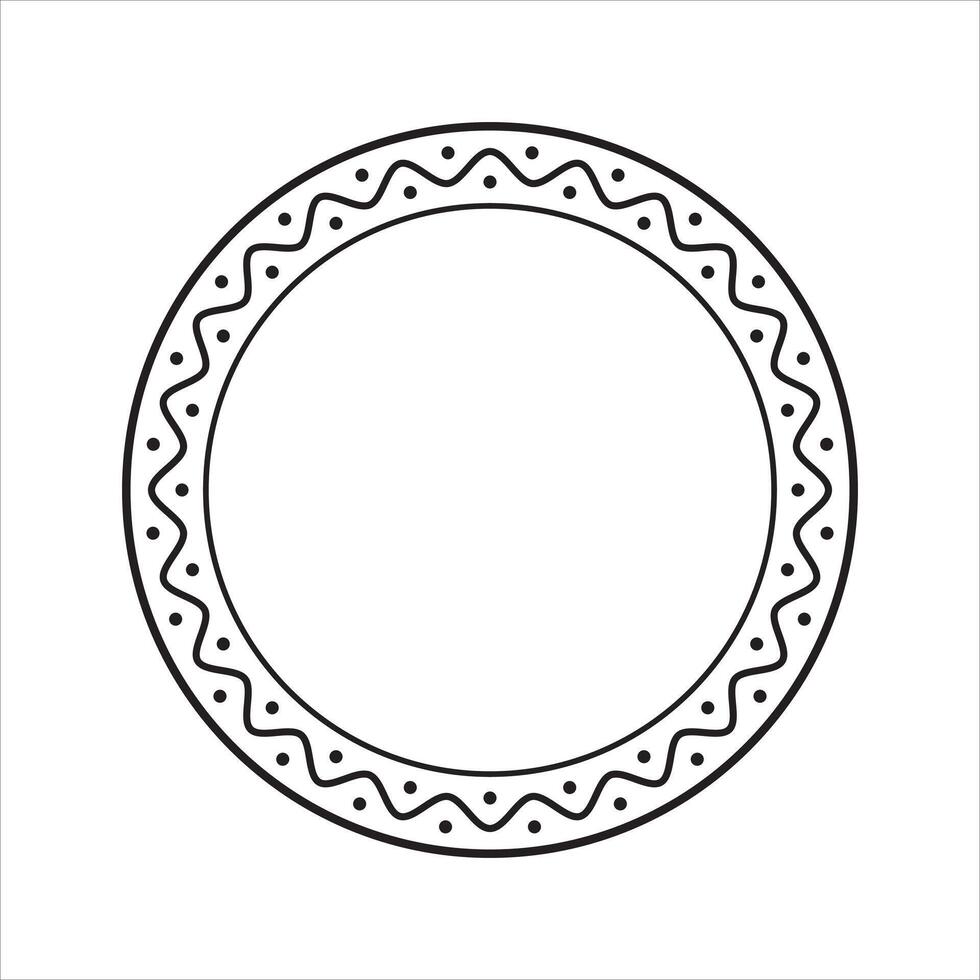 Circle With Wave Decorative Element Clipart Border Abstract Symmetric Icon Symbol Silhouette Design On White Background vector