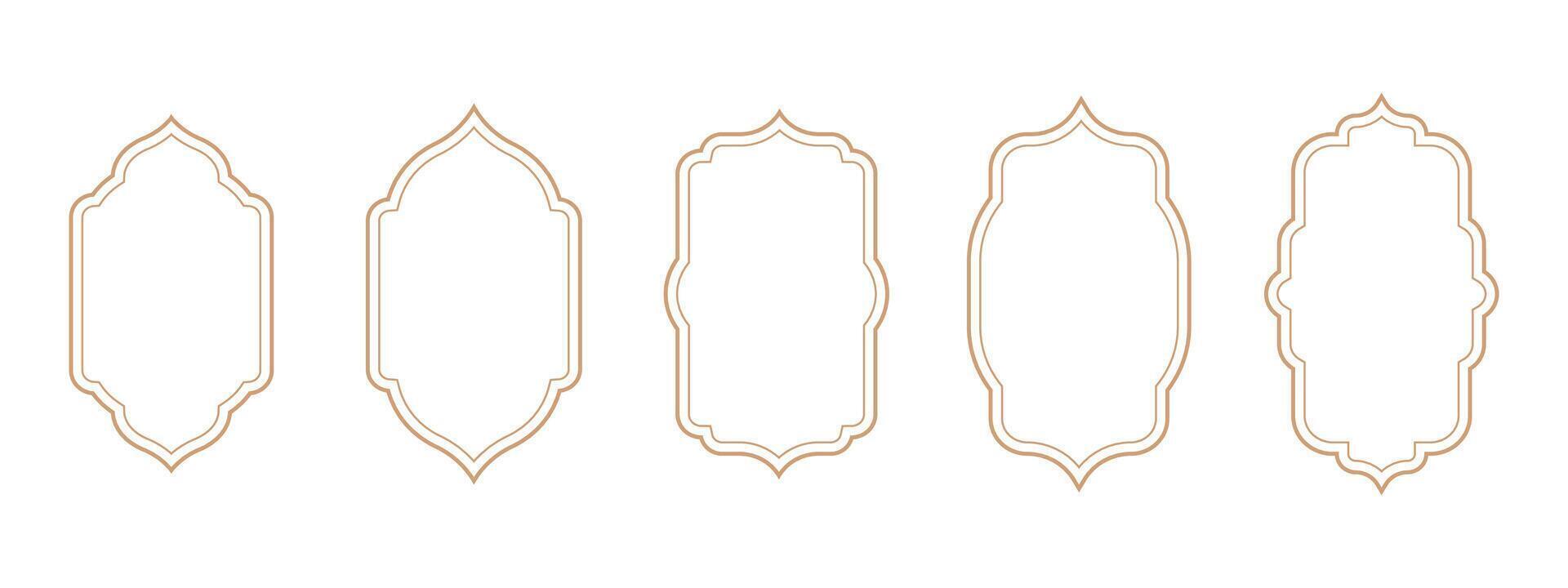 Set of Arabic Frame for Greeting Islamic Ramadan Kareem, Eid Mubarak. illustration vector
