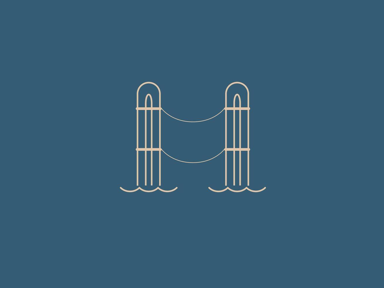 This is a minimalist line art illustration of a bridge vector