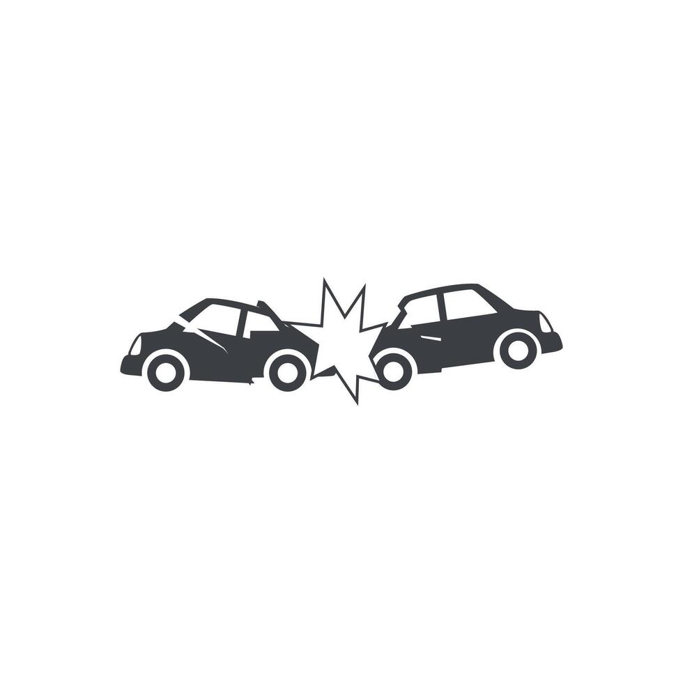 flat design illustration of car crash, wrecked car hit. vector