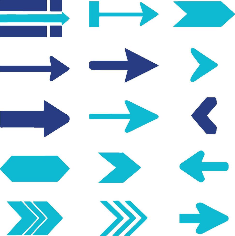 Set of colorful sharp-direction arrow vectors. vector