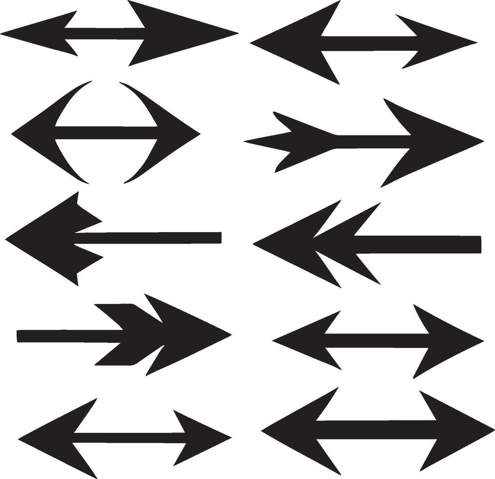 Sharp direction arrow set signs or icons. vector