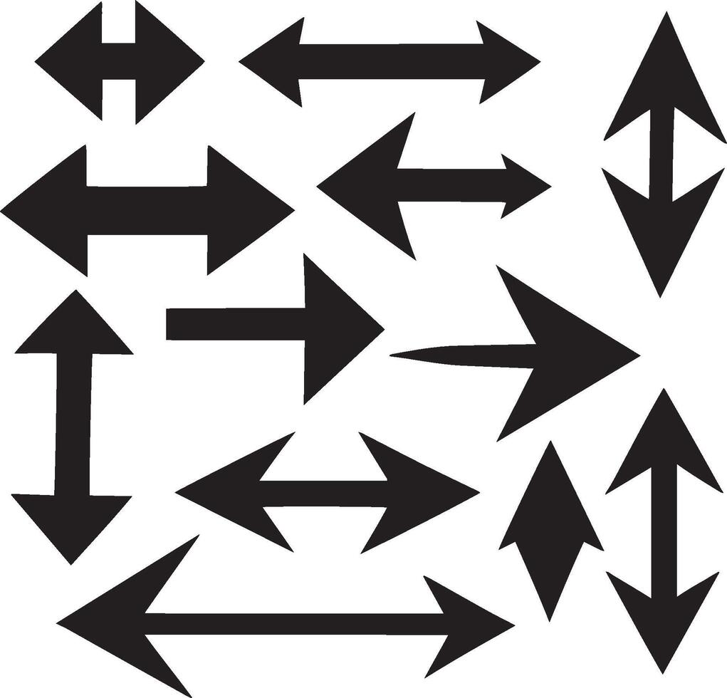 Set of sharp direction arrow signs or icons. vector