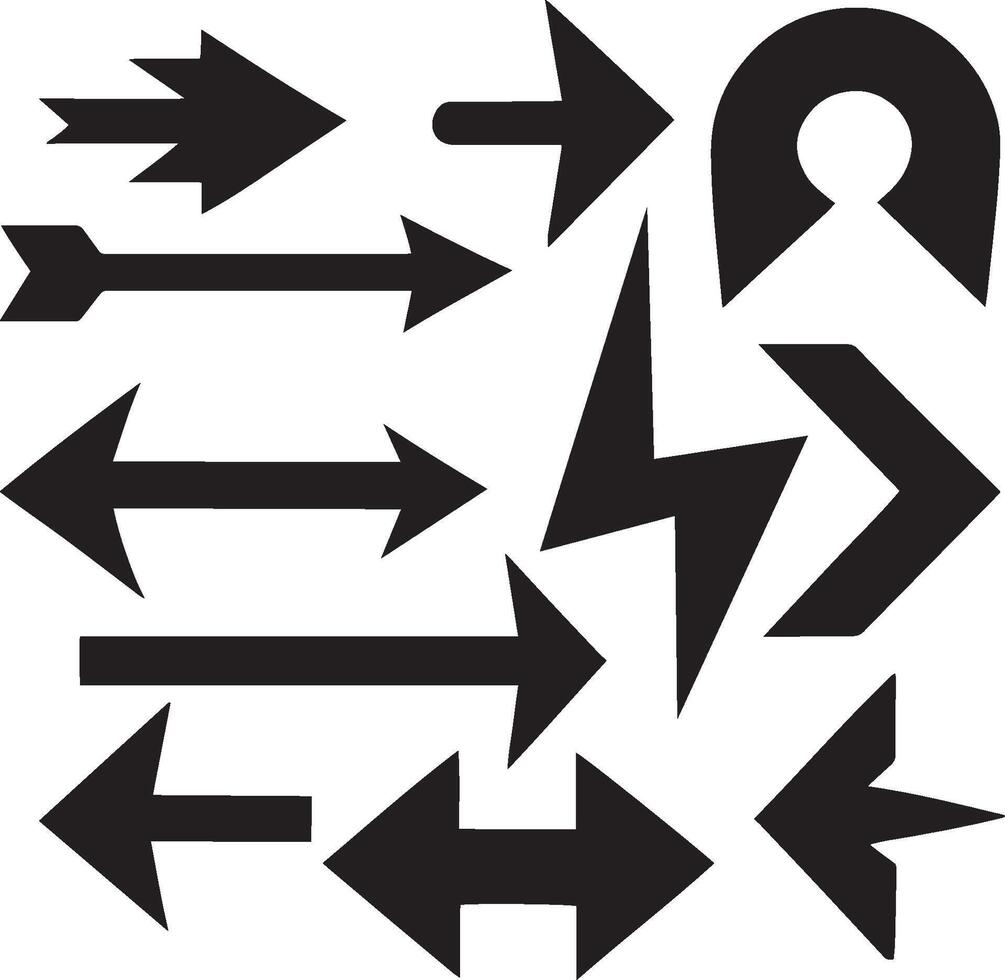 Set of color-eligible direction arrow signs or icons. vector