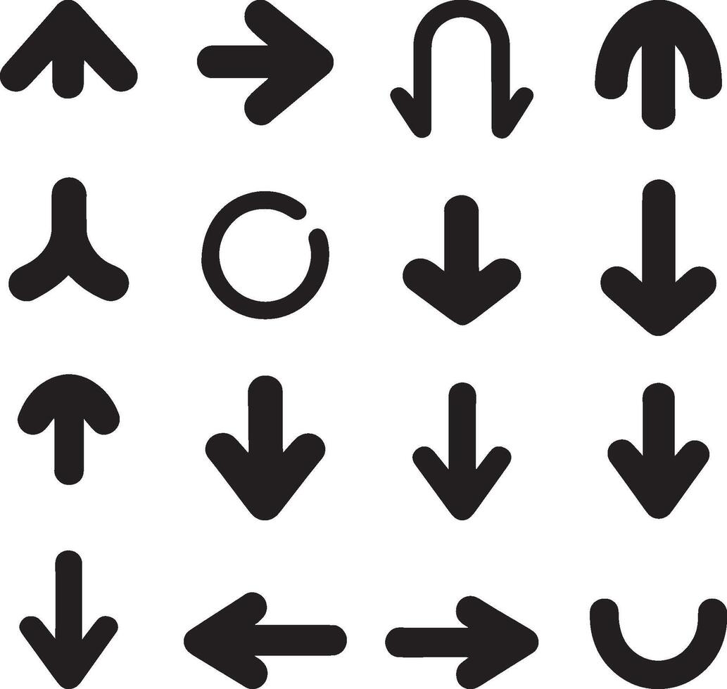 Smooth direction arrow set signs or icons. vector