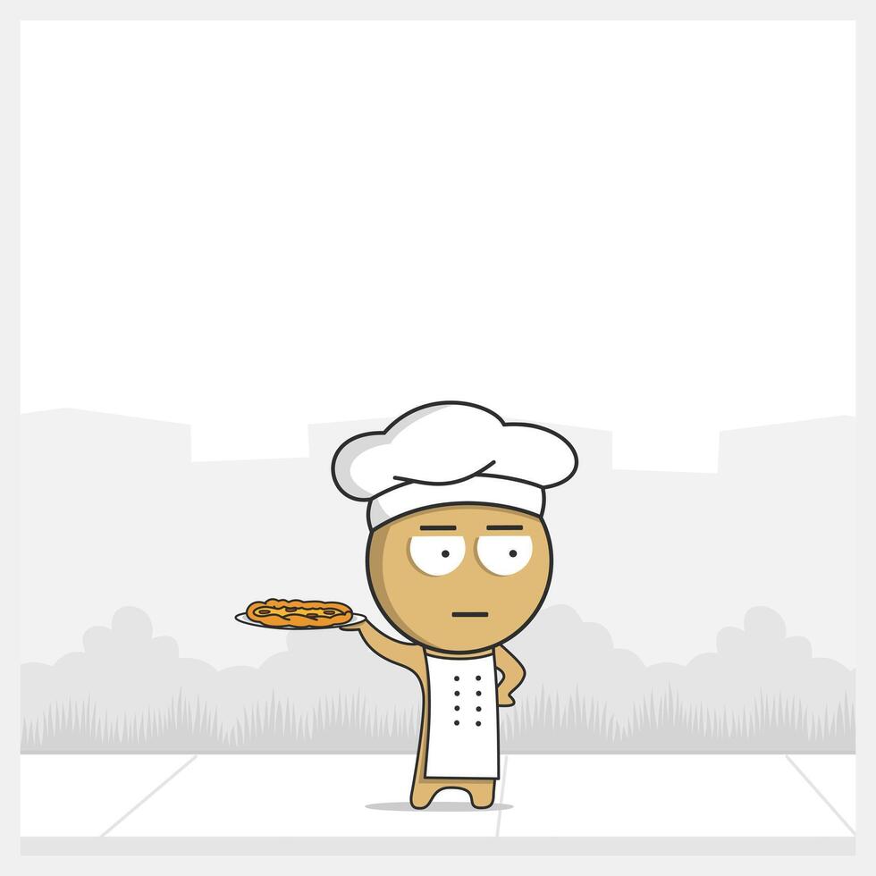 Chef with pizza in hand vector