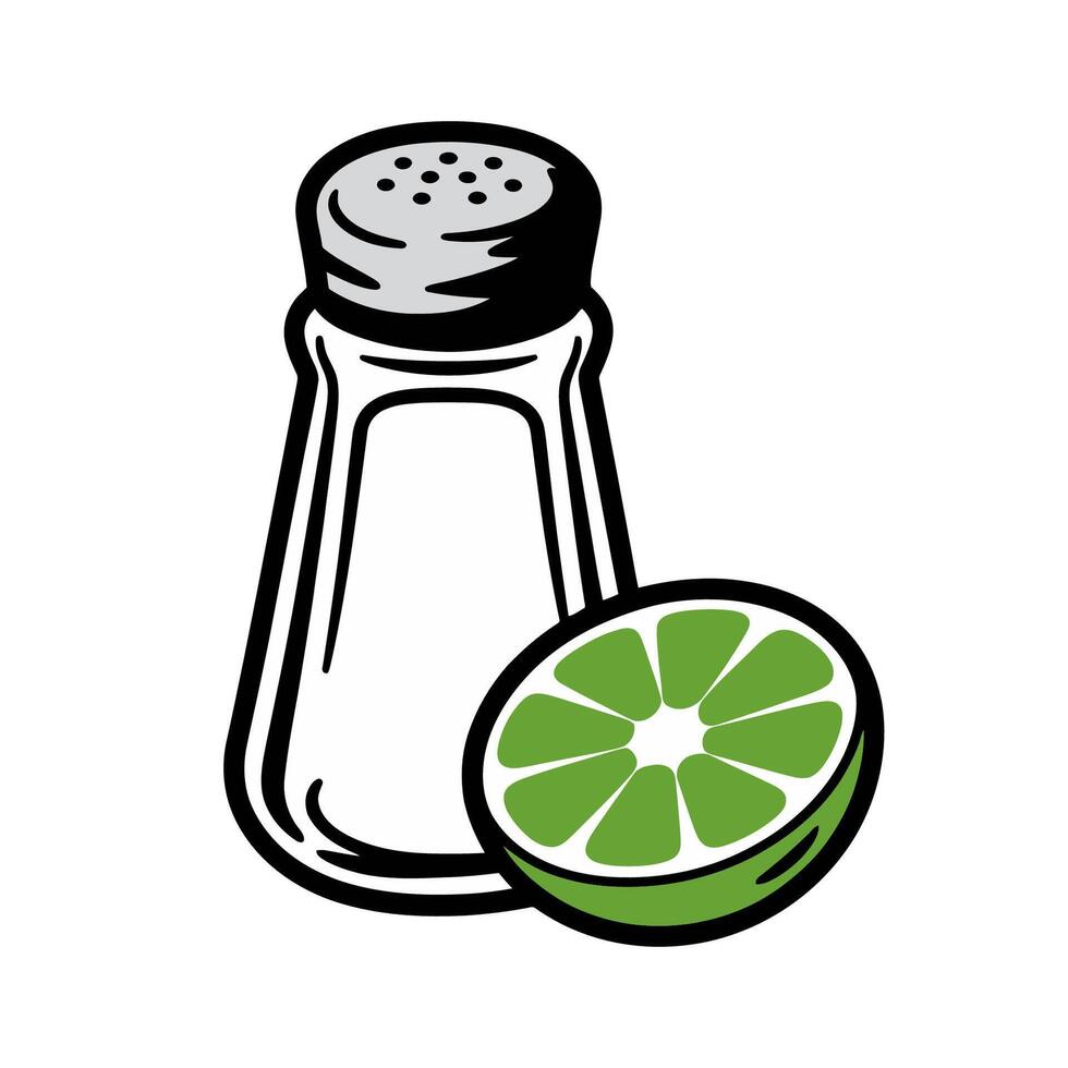Salt Shaker and Lime Slice Illustration vector