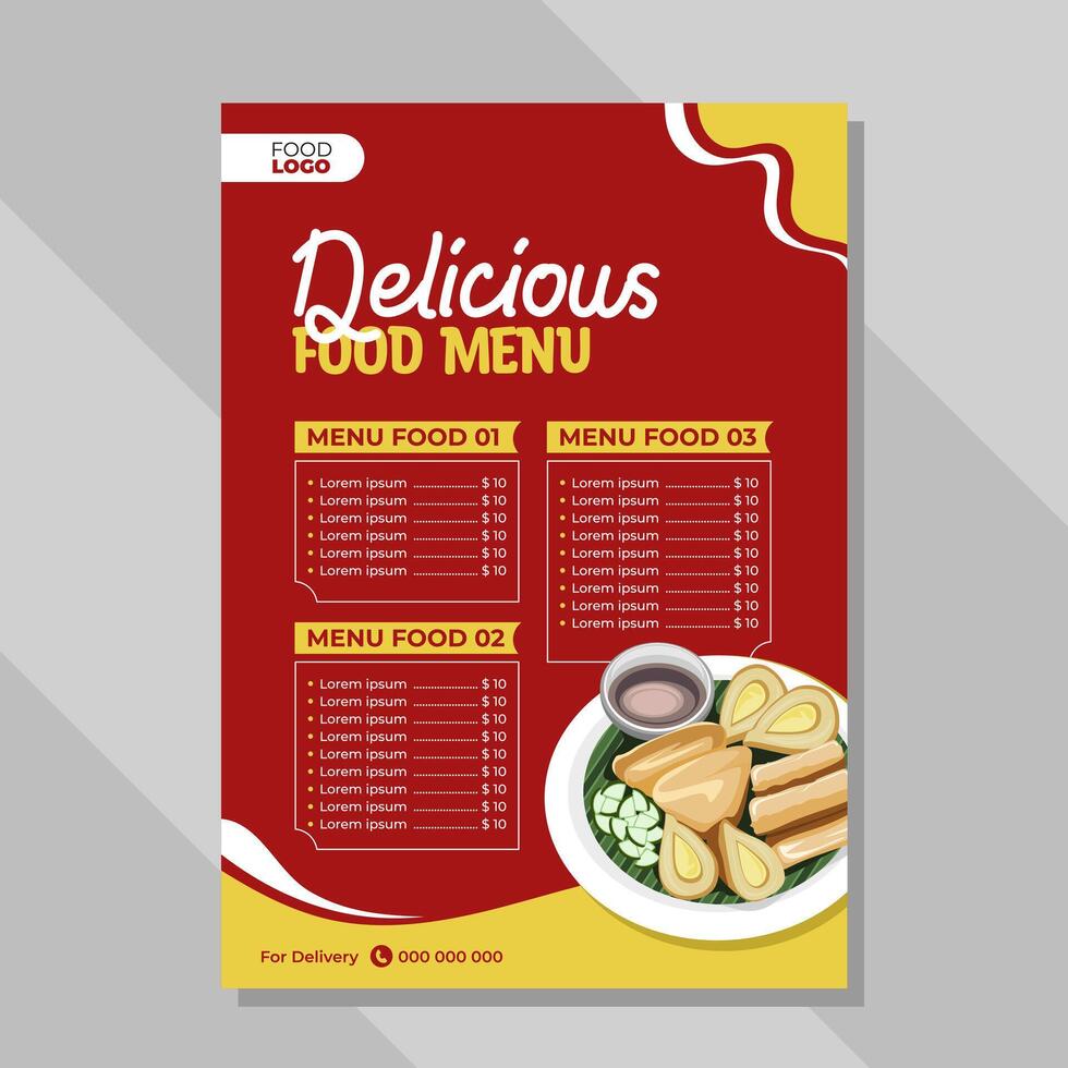 Delicious food menu template design vector