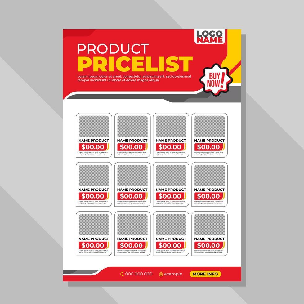 Product promotion pricelist flyer template red color vector