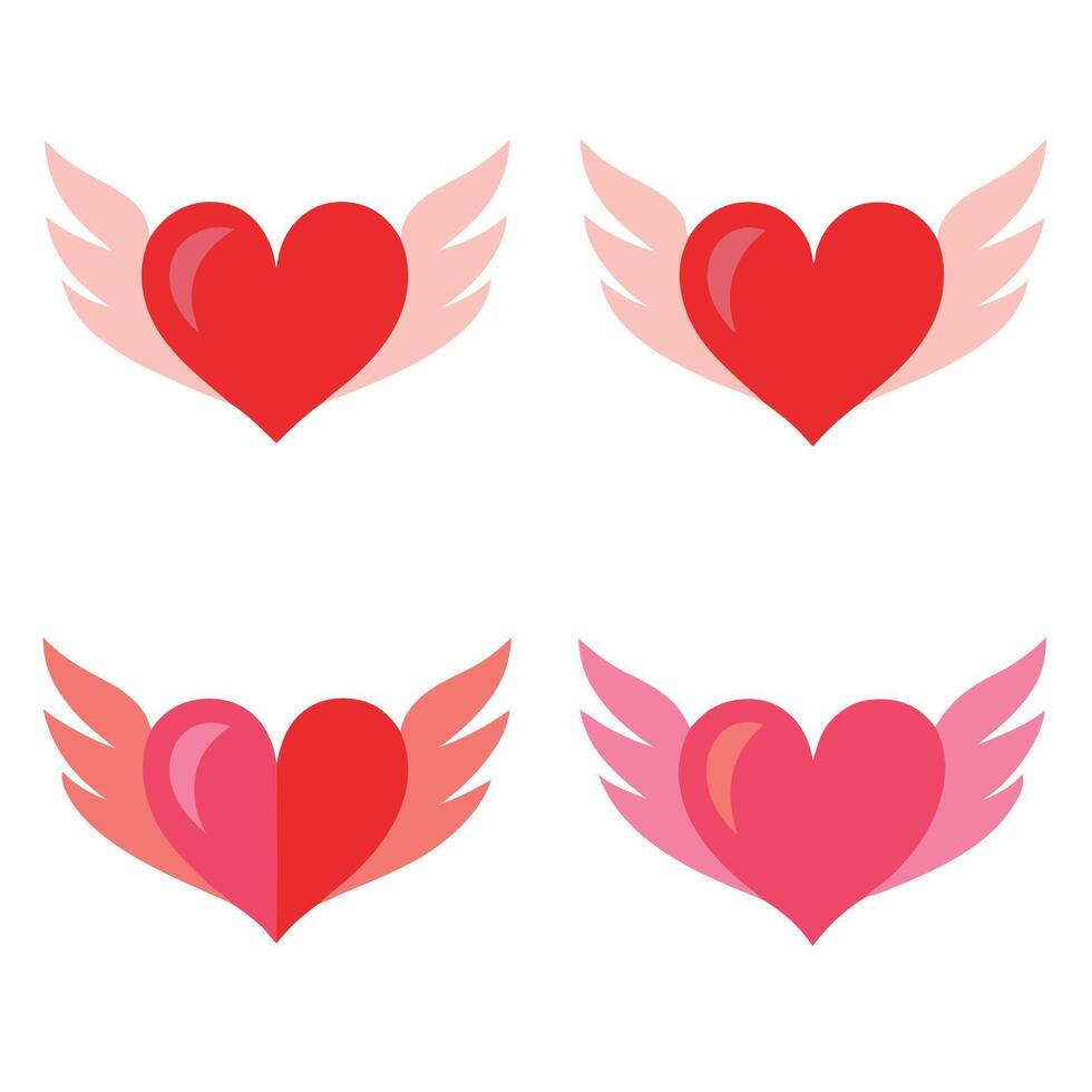 Elegant winged heart set in red and pink vector