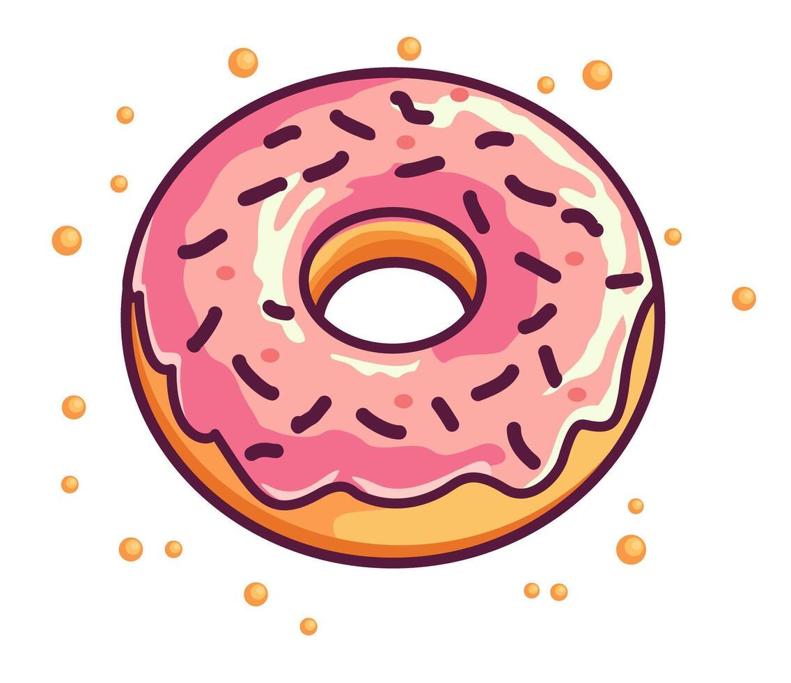 Colorful pink glazed donut. Strawberry donuts, food icon. Flat style suitable for web, banner vector