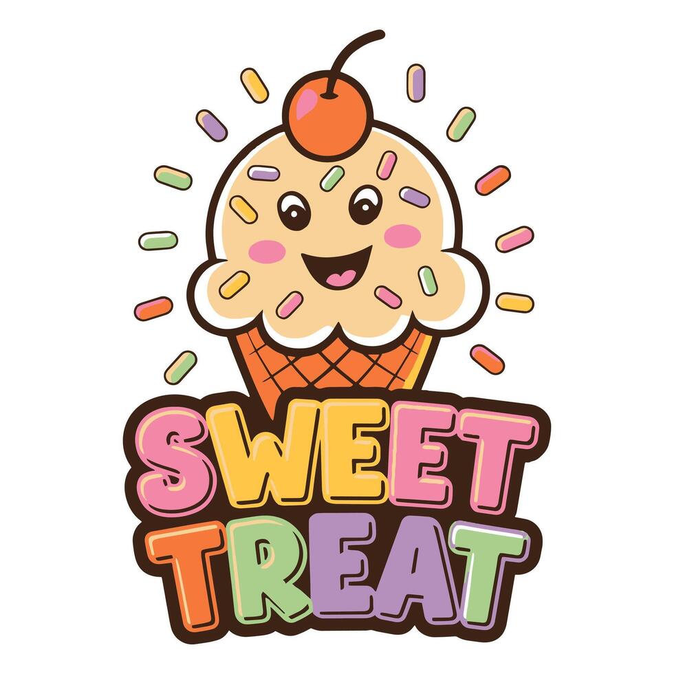 Sweet Treat Smiley T Shirt Design Ice Cream Themed T-Shirt vector