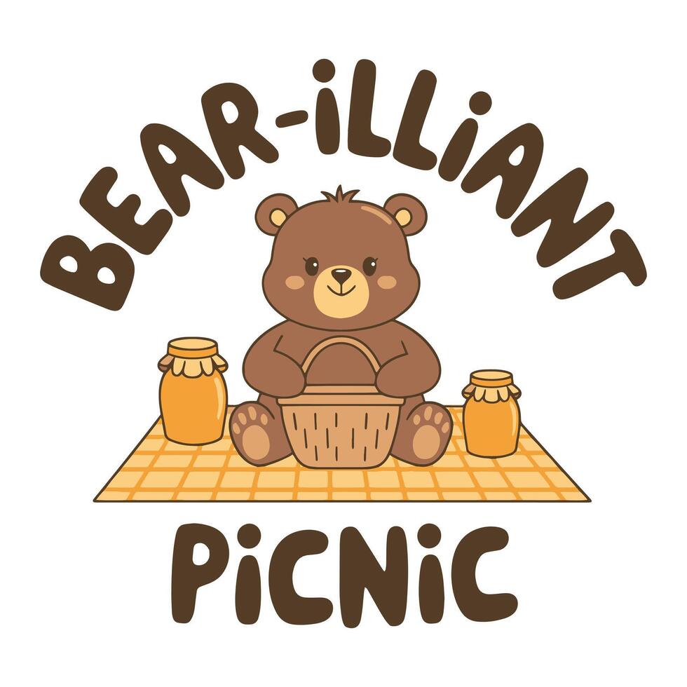 Bear illiant Picnic T Shirt Design Bear on a Picnic Mat vector