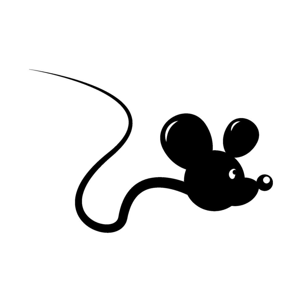 black line tailed mouse logo illustration vector