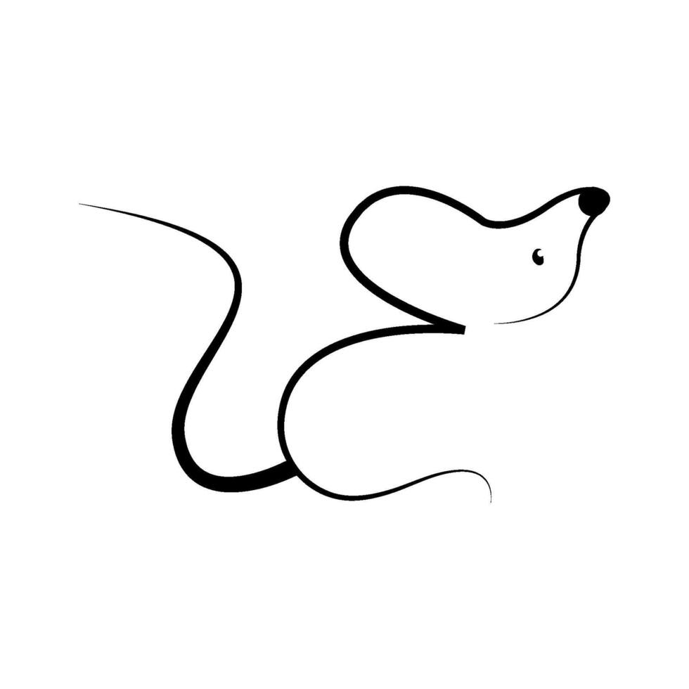 black line mouse logo illustration vector