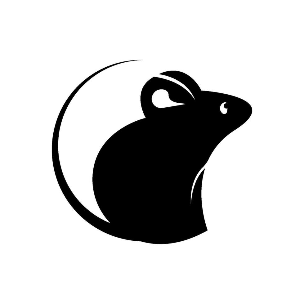 black cute mouse logo illustration vector