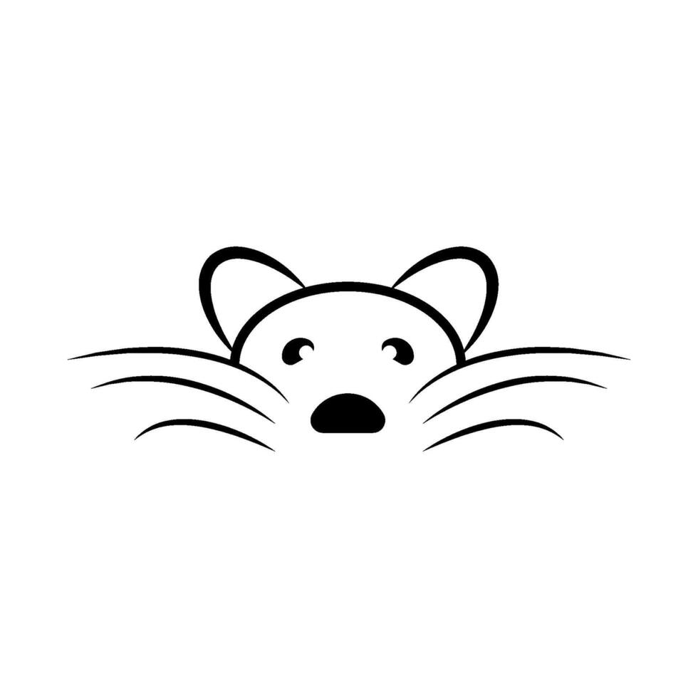 logo illustration of a mouse head with a mustache vector