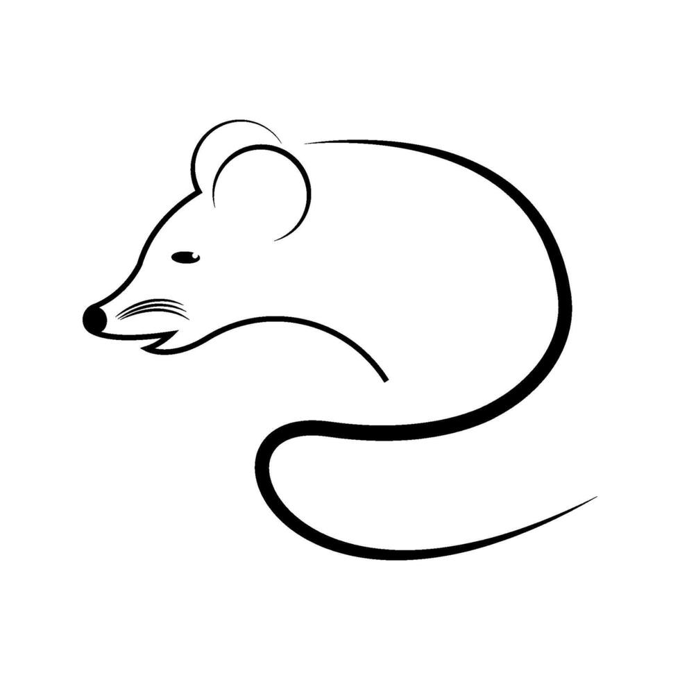 line illustration of exhausted rat vector