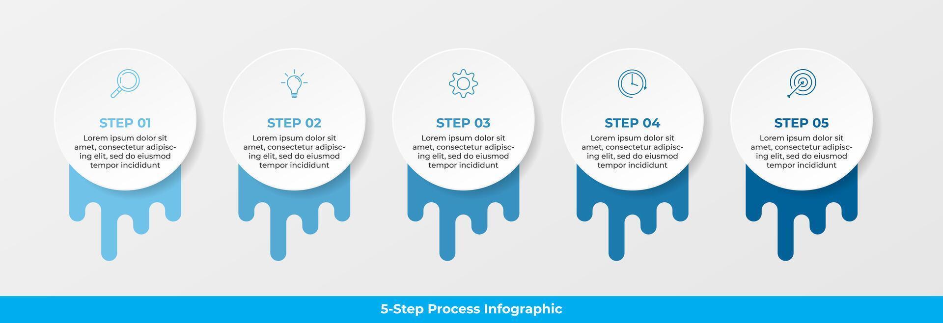 Business process infographic with five steps and icons. vector