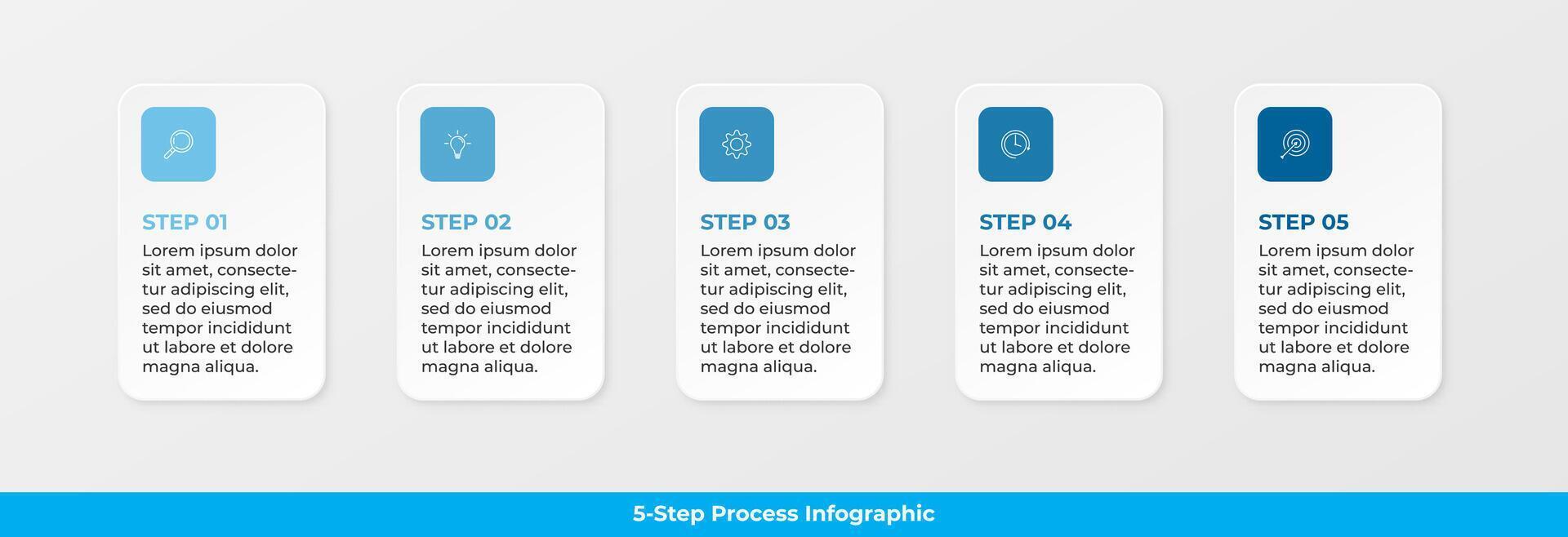 Business process infographic with five steps and icons. suitable for presentations and business vector